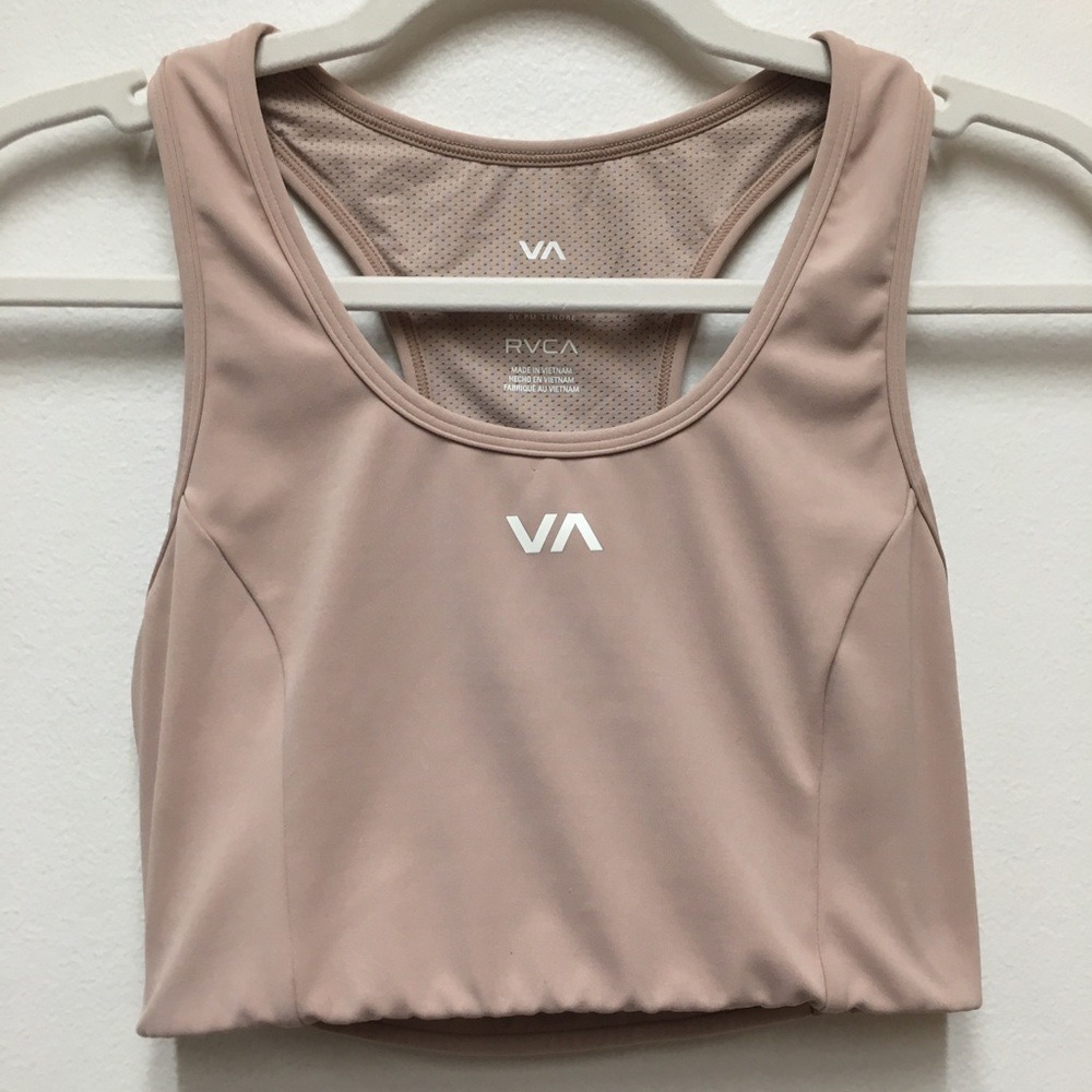 RVCA Sports Bra XS Tan Gym Workout Pilates Yoga Athleisure Running